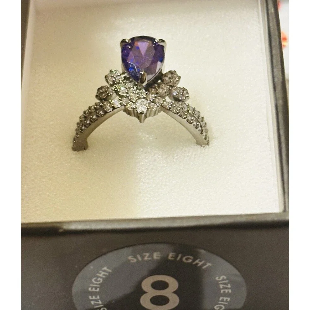 Bomb Party REIGN Madness & Mischief Ring Size 8 Dark Violet CZ RBP7632 NIB